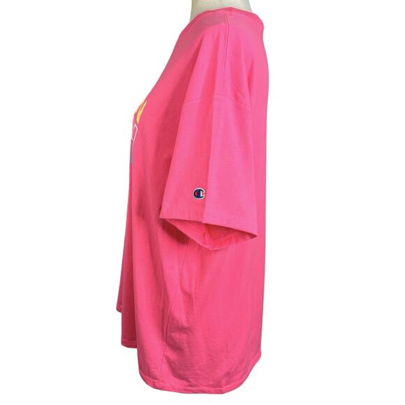 Champion Womens Size M Joyful Pink Classic Oversized Crewneck Logo Tee T-Shirt - Picture 7 of 12